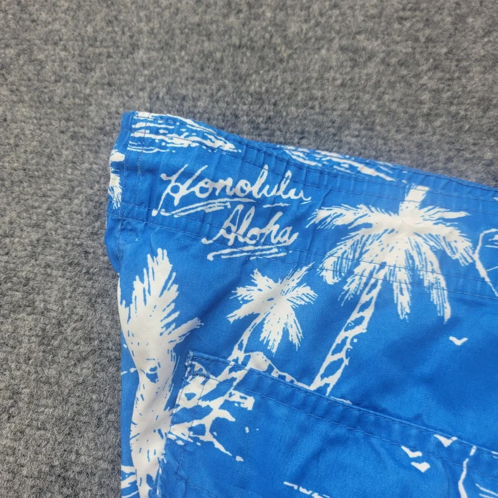 Arizona Jean Co Mens Medium Swim Trunks American Flag Honolulu Aloha Blue Red